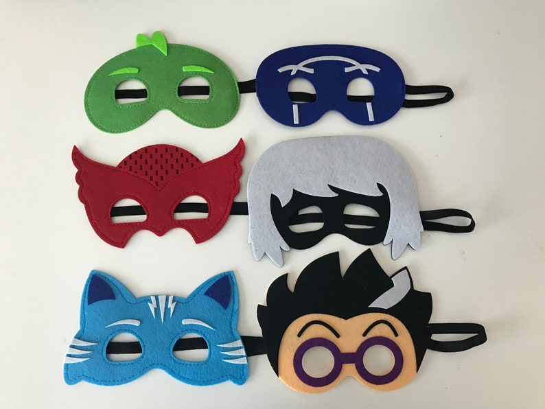 PJ masks and Villains PJ Masks Costume Gekko, Catboy & Owlette birthday party favors, superhero masks image 1