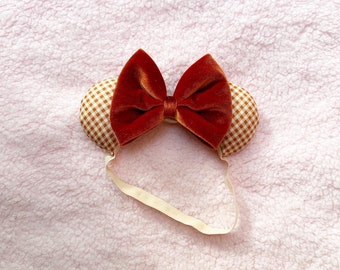 Pumpkin Pie Gingham - Mini Minnie Ears - PREORDER!