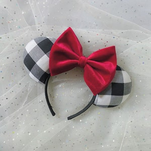 Black & White Standard Gingham/Plaid - Minnie Ears - PREORDER!