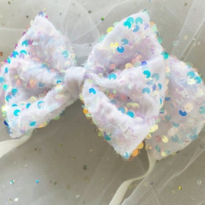 Arendelle White Fantasyland Sequin Mini Minnie Ears For Infants & Little Ones PREORDER image 3