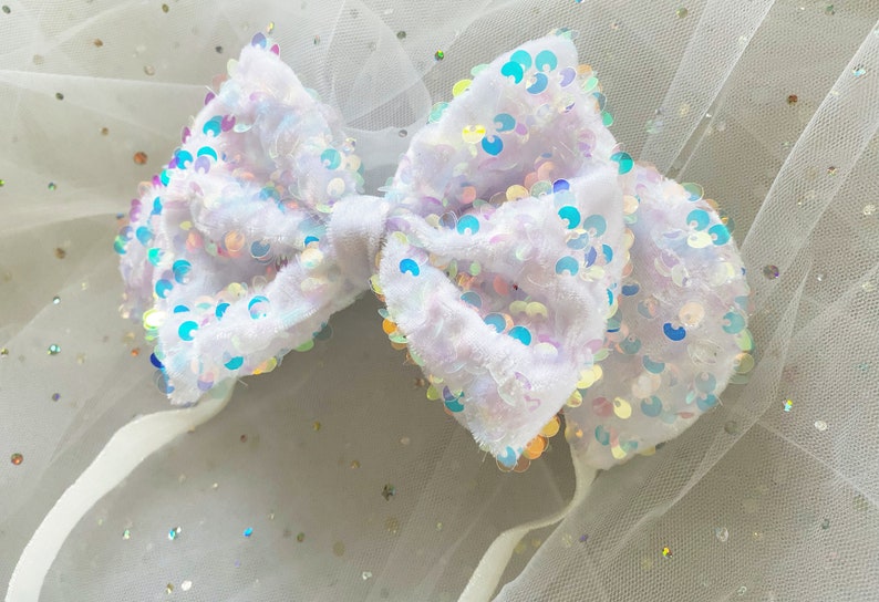 Arendelle White Fantasyland Sequin Mini Minnie Ears For Infants & Little Ones PREORDER image 3