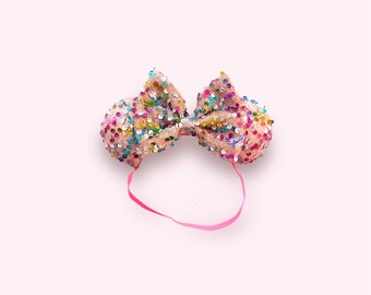 Sie ist eine Regenbogen-Paillette – Mini-Minnie-Ohren – für Kleinkinder und Kleinkinder!