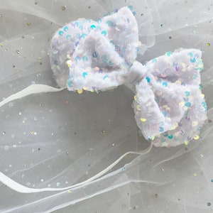 Arendelle White Fantasyland Sequin Mini Minnie Ears For Infants & Little Ones PREORDER image 2