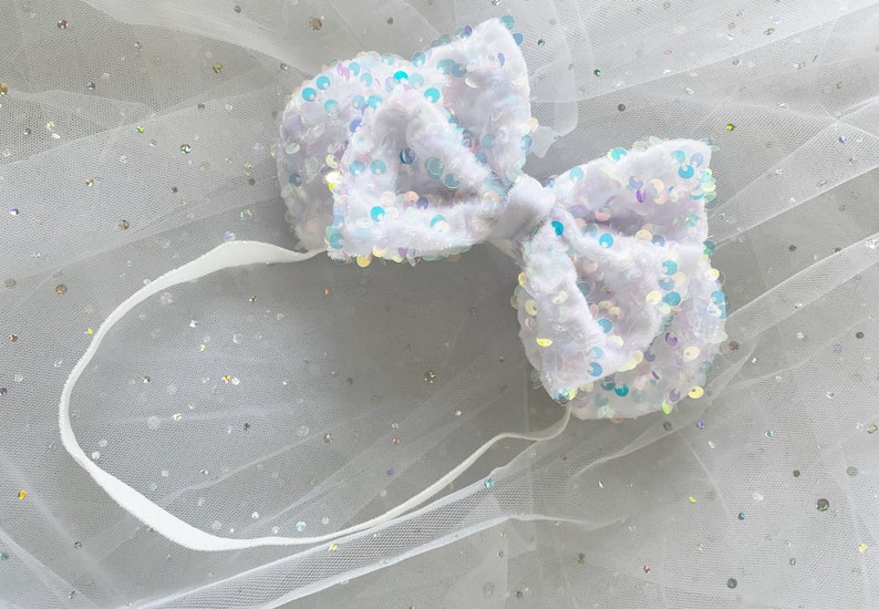 Arendelle White Fantasyland Sequin Mini Minnie Ears For Infants & Little Ones PREORDER image 2