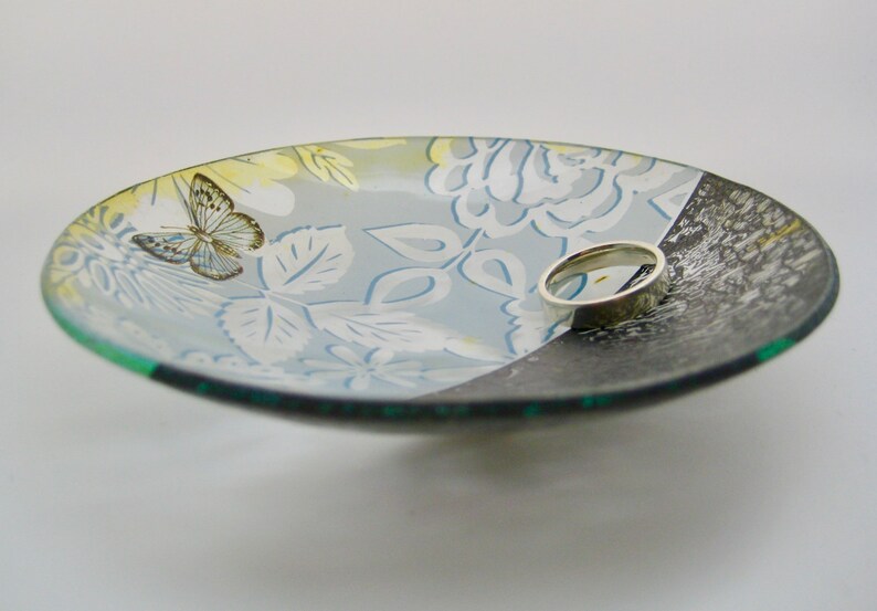 Lace Butterfly Glass Trinket Bowl Ring Dish