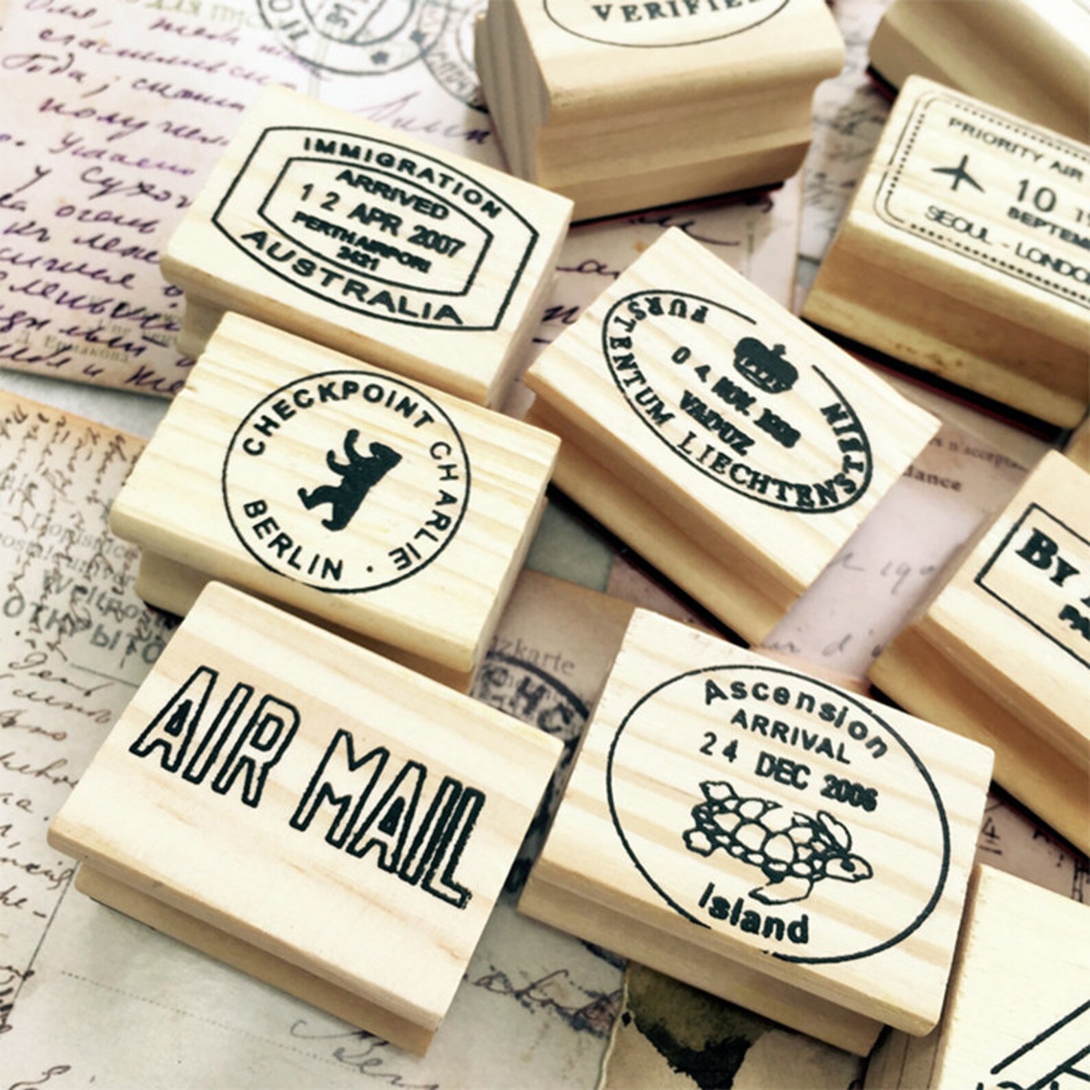 Set of 6pcs Label Stamp Postmark Stamps Travel Stamps Etsy
