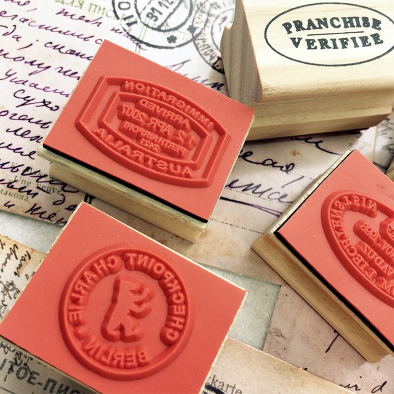 Set of 6pcs Label Stamp Postmark Stamps Travel Stamps Etsy