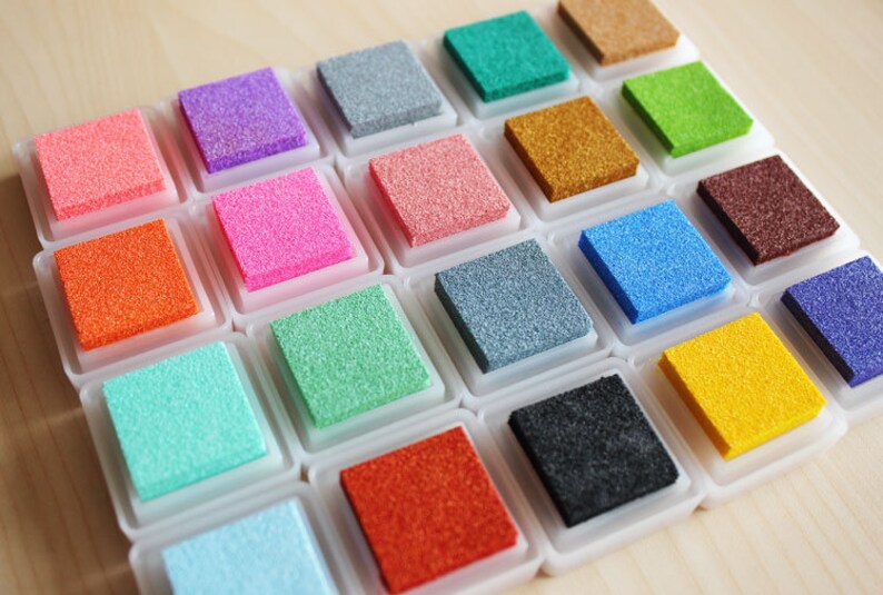 20 Colors Glitter Multipurpose Ink PadCraft Colorful Ink Etsy