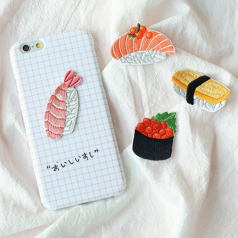 Sushi Patches Japanese Style Patches Embroidered Patch Etsy