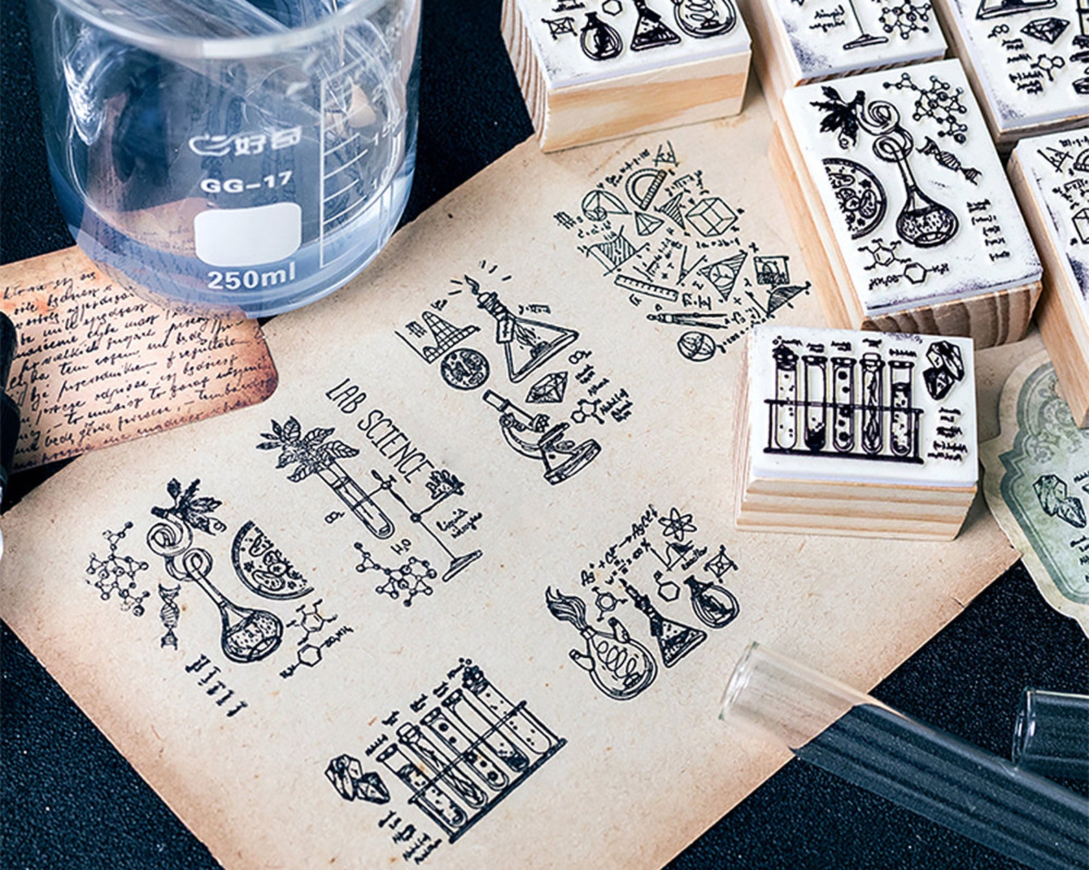 Chemical Experiment Stamps Physical Experiment Stamp Wooden Etsy