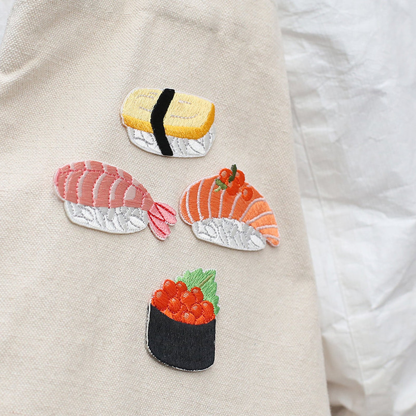 Sushi Patches Japanese Style Patches Embroidered Patch Etsy