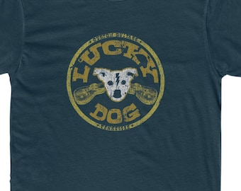 2021 Lucky Dog Guitars Retro Muscle Car Rock-n-Roll T-shirt Cowboy Guitar Vintage Hotrod Country Outlaw Nashville TN Tennessee