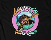 Lucky Dog Guitar Ranch Surf Rodeo Shirt Retro 80's Buckin' Bronco Guitars Beach Country Music Vintage