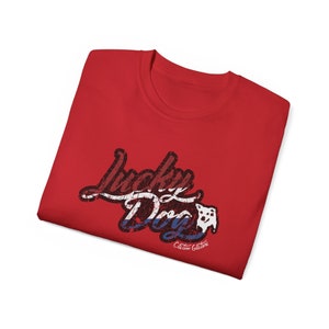Retro Lucky Dog Guitars Red White Blue T-shirt 'Merica Logo Style OG Vintage America Patriotic Nashville Guitar Reissue image 5