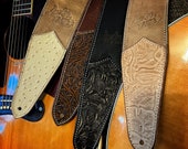 Lucky Dog “Elite” handcrafted handmade leather guitar strap - w/ EXTRA WIDE tail strap- made by hand USA - Satisfaction guaranteed straps