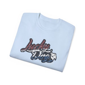 Retro Lucky Dog Guitars Red White Blue T-shirt 'Merica Logo Style OG Vintage America Patriotic Nashville Guitar Reissue image 3
