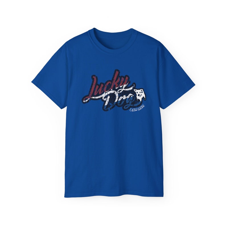 Retro Lucky Dog Guitars Red White Blue T-shirt 'Merica Logo Style OG Vintage America Patriotic Nashville Guitar Reissue image 8