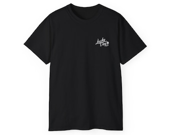 Lucky Dog Guitars (BACK print + Pocket logo) Red White Blue T-shirt Whiskey Label Style Retro Vintage Merica Nashville Guitar Pedal Amp