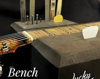 Soporte para mástil de guitarra Luthier Lucky Dog Bench Buddy, soporte para herramientas, púas y tornillos, estación de reparación