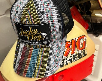 Lucky Dog Guitars Poncho Southwest trucker Ball Cap Hat w/ medium round crown - Regular size - USA - multiple patch options available
