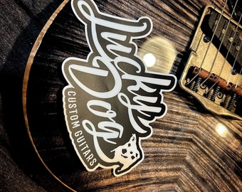 Lucky Dog Custom Guitar Large window Decal - Vinyl stickers weather resistant material - Great for cars & guitar cases