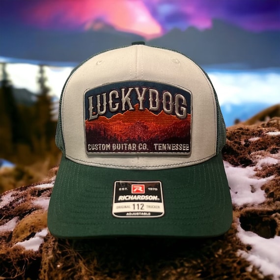 Lucky Dog Guitars Regular White and Forest Green Mesh Trucker Hat