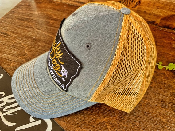 Lucky Dog Guitars Light Denim and Gold sand Mesh Trucker Ball Cap