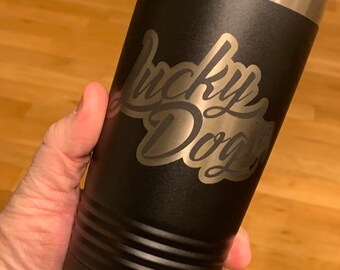 Lucky Dog Guitars stainless insulated tumbler. Keeps drinks hot or cold for hours. High quality. Satisfaction guaranteed. Coffee soda