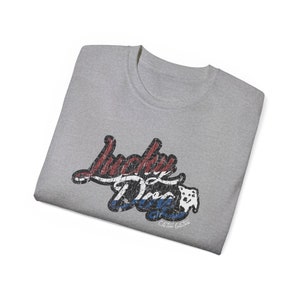 Retro Lucky Dog Guitars Red White Blue T-shirt 'Merica Logo Style OG Vintage America Patriotic Nashville Guitar Reissue image 6