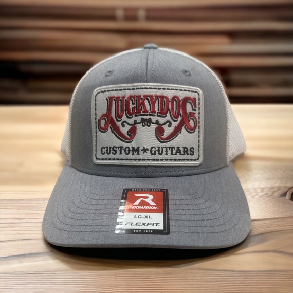 Lucky Dog Guitars Gray Cap - Heather 3 and Patch Flexfit Ball White Mesh From. Options With Choose to Etsy
