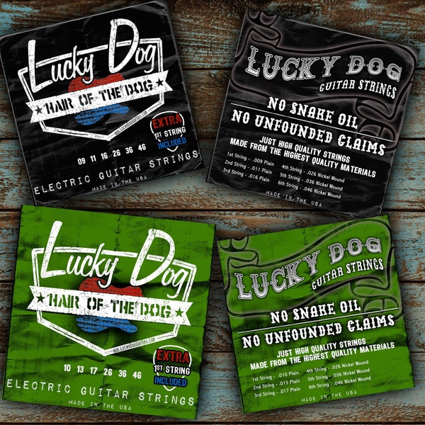 Lucky Dog "Hair of The Dog" USA made guitar strings with EXTRA 1st string included in pack - No Snake Oil, just high quality, great strings