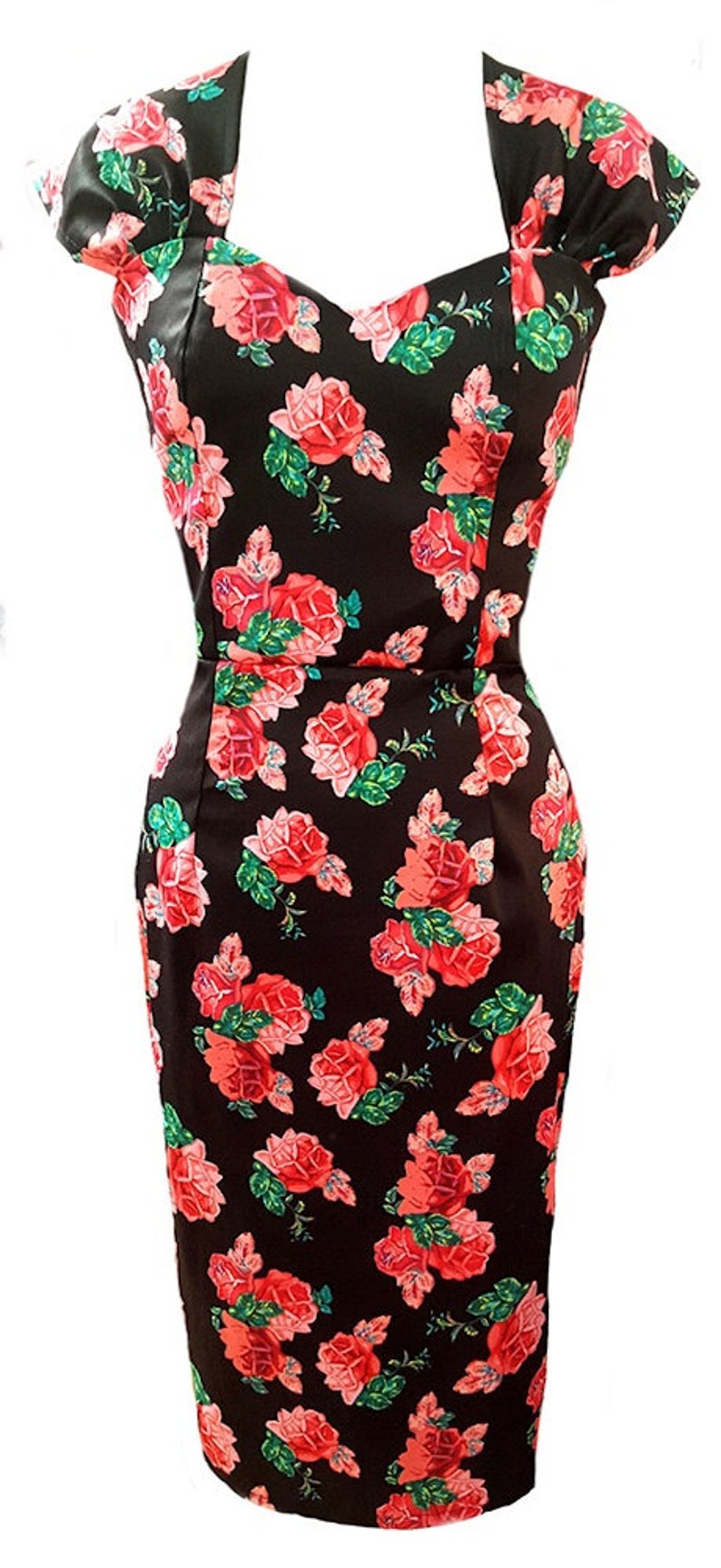 Pin Up Pencil Ruby Dress in Wiggle Rockabilly Party Dress