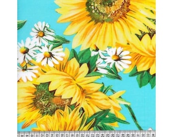 Sunflower Floral Print Cotton Fabric