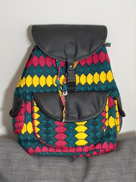 Multi-colored Ankara, Africa Print Backpack - Etsy display picture 1