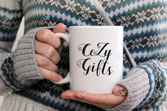 Cozy Mug Mockup Winter Holidays Gifts Photo Mockup Psd