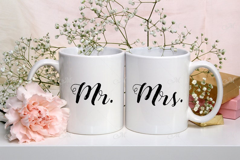 Smart objects Wedding Mugs Mockup PSD /& JPG easy to use.