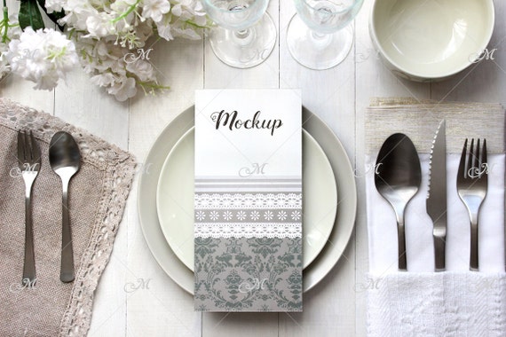 Download Light Table Mockup Menu Card Mock Up Wedding Dinner Photo Etsy
