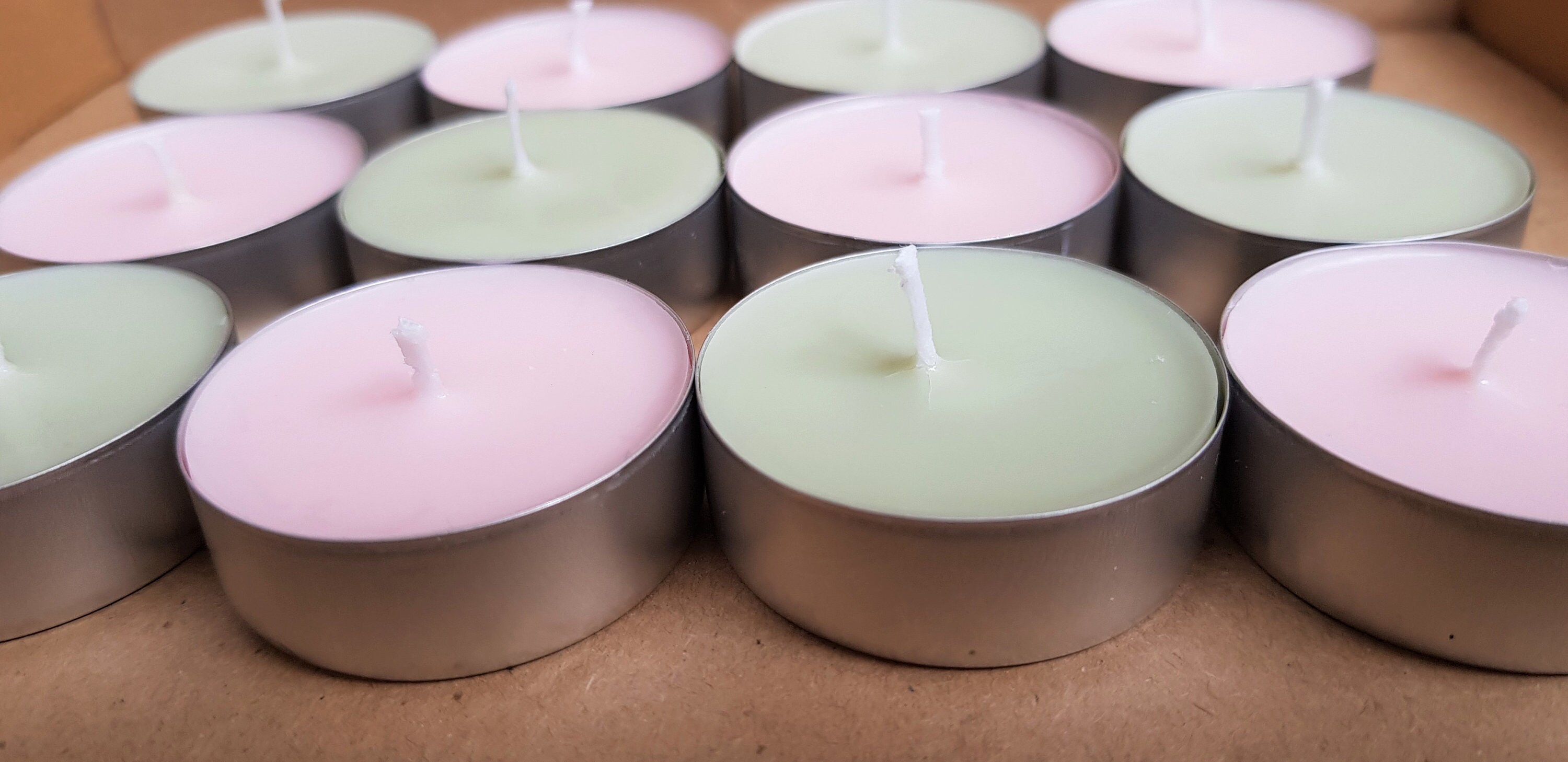 Soy Wax Tea Lights Unscented Colours of Rose Blush Sage box of