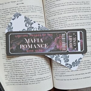 Mafia Romance Lover, Bookmark Ticket, Book Club Ticket, Romance Tropes, Booklovers Bookmark,  Cute Bookmark, Bookish Gift, Book Boyfriend
