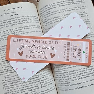 Friends to Lovers Romance Lover, Bookmark Ticket, Book Club Ticket, Romance Tropes, Booklovers Bookmark,  Cute Bookmark, Bookish Gift