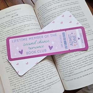 Second Chance Romance Lover, Bookmark Ticket, Book Club Ticket, Romance Tropes, Booklovers Bookmark,  Cute Bookmark, Bookish Gift