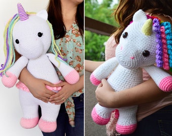 TWO CROCHET PATTERNS in English - Betsy the Big Unicorn and Mimi the Friendly Unicorn - Amigurumi Animal - Instant Pdf Download