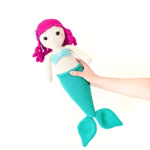 CROCHET PATTERN in English - Anna the Friendly Mermaid - 17.5 in./44 cm. tall - Amigurumi Doll - Instant PDF Download
