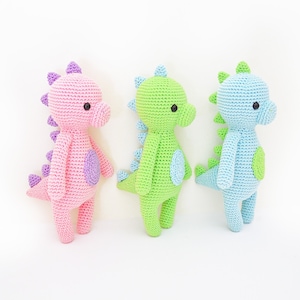CROCHET PATTERN in English - Sweet Dinosaur - Sweet Dreams Collection - 9.5 in./24 cm. tall - Amigurumi Animal - Instant PDF Download