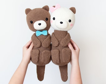 Louie and Lily the Friendly Otters - Crochet Pattern in English - Amigurumi Otter - Amigurumi Pattern - Instant PDF Download