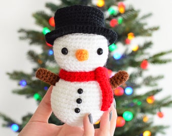 CROCHET PATTERN in English - Toby the Snowman - 5.1"/13 cm. tall - Winter - Christmas - Amigurumi Toy - Instant PDF Download