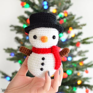 CROCHET PATTERN in English - Toby the Snowman - 5.1"/13 cm. tall - Winter - Christmas - Amigurumi Toy - Instant PDF Download