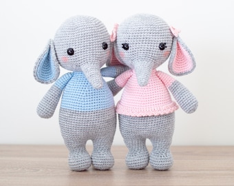 Patron au crochet en anglais et espagnol - Éléphants Lulu et Miles - Amigurumi Crochet - Téléchargement instantané du PDF