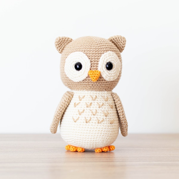 Häkelanleitung auf Englisch und Spanisch – Aldric the Owl – 20 cm./7.9 in. Amigurumi häkeln - Sofortiger PDF-Download