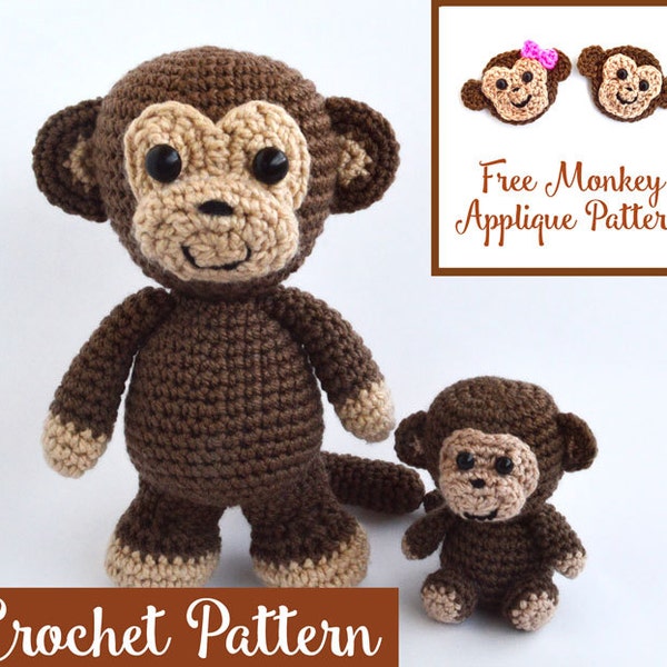 Crochet Pattern - Monkey Lovers Bundle - Amigurumi Monkey - Animal Crochet - Crochet Toy- Applique - Instant PDF Download